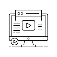 video tutorial icon, video tutorial line art - simple line art of video tutorial, perfect for video tutorial logos and icons