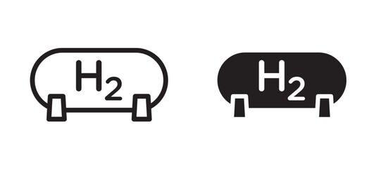 Hydrogen gas tank icon In Flat and stroke Style Vector For App, UI, Websites. Black Vector Illustration.