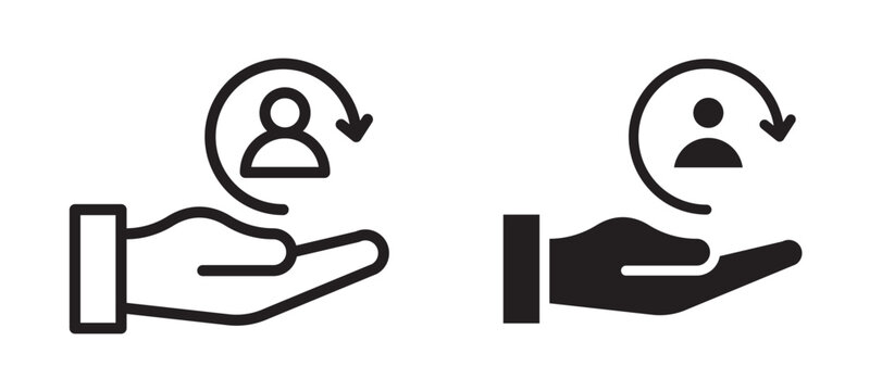 Customer retention icon In Flat and stroke Style Vector For App, UI, Websites. Black Vector Illustration.