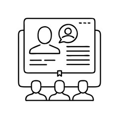 virtual classroom icon, virtual classroom line art - simple line art of virtual classroom, perfect for virtual classroom logos and icons