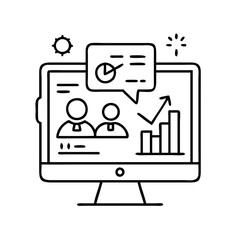 virtual event icon, virtual event line art - simple line art of virtual event, perfect for virtual event logos and icons