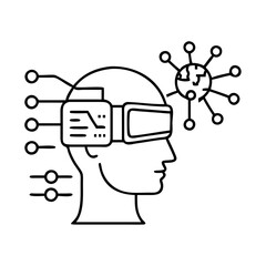 virtual reality with ai icon, virtual reality with ai line art - simple line art of virtual reality with ai, perfect for virtual reality with ai logos and icons