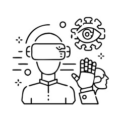 virtual reality with ai icon, virtual reality with ai line art - simple line art of virtual reality with ai, perfect for virtual reality with ai logos and icons
