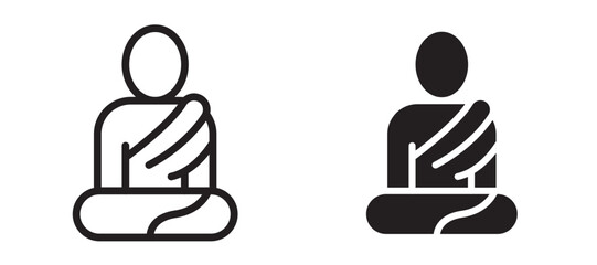 Monk icon In Flat and stroke Style Vector For App, UI, Websites. Black Vector Illustration.