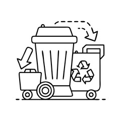 waste management icon, waste management line art - simple line art of waste management, perfect for waste management logos and icons