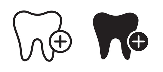 Dental care icon In Flat and stroke Style Vector For App, UI, Websites. Black Vector Illustration.