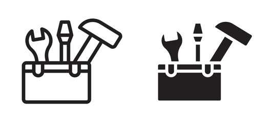 Toolbox icon In Flat and stroke Style Vector For App, UI, Websites. Black Vector Illustration.