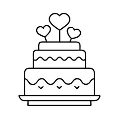 wedding cake icon, wedding cake line art - simple line art of wedding cake, perfect for wedding cake logos and icons