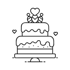 wedding cake icon, wedding cake line art - simple line art of wedding cake, perfect for wedding cake logos and icons