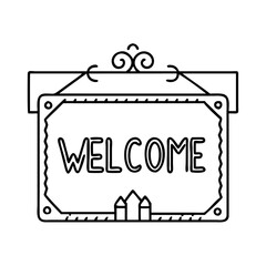 welcome sign icon, welcome sign line art - simple line art of welcome sign, perfect for welcome sign logos and icons