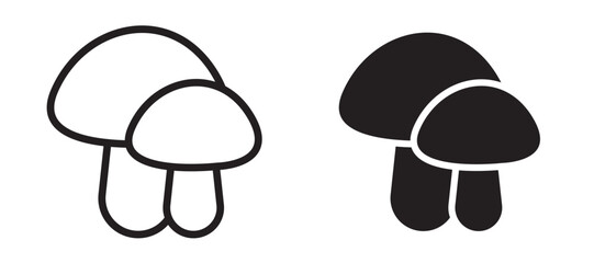Mushrooms icon In Flat and stroke Style Vector For App, UI, Websites. Black Vector Illustration.