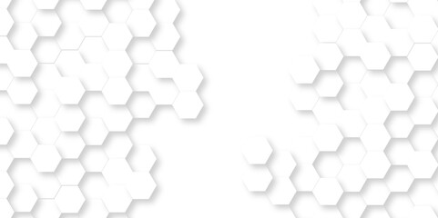 	
Abstract emboss white Hexagonal Background. Luxury White Pattern. Vector Futuristic minimal honeycomb mosaic white background. geometric mesh cell texture. modern futuristic wallpaper.