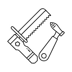 woodworking tools icon, woodworking tools line art - simple line art of woodworking tools, perfect for woodworking tools logos and icons
