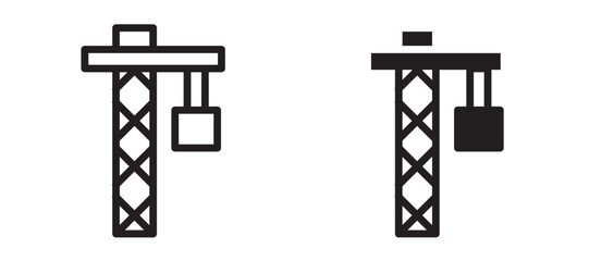 Crane icon In Flat and stroke Style Vector For App, UI, Websites. Black Vector Illustration.