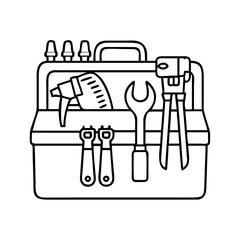 workshop tool kit icon, workshop tool kit line art - simple line art of workshop tool kit, perfect for workshop tool kit logos and icons