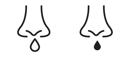 Stuffy nose icon In Flat and stroke Style Vector For App, UI, Websites. Black Vector Illustration.