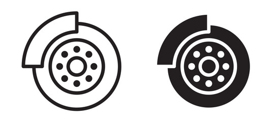 Disk brake icon In Flat and stroke Style Vector For App, UI, Websites. Black Vector Illustration.