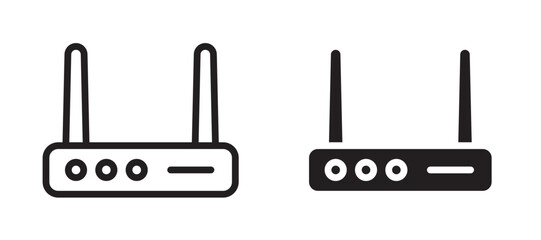 Wifi modem icon In Flat and stroke Style Vector For App, UI, Websites. Black Vector Illustration.