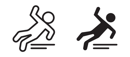 Slippery floor icon In Flat and stroke Style Vector For App, UI, Websites. Black Vector Illustration.