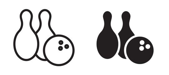 Bowling icon In Flat and stroke Style Vector For App, UI, Websites. Black Vector Illustration.