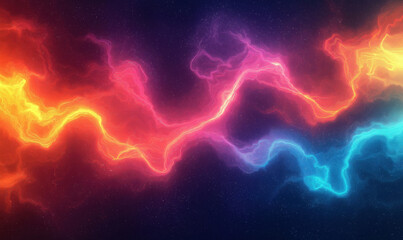 Fototapeta premium Colorful abstract cosmic energy waves in vibrant hues of orange, pink, and blue.