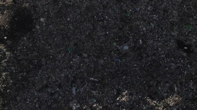 Aerial drone shot of waste dumpsite in Nairobi Dandora