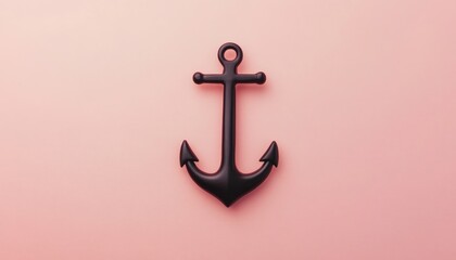 Simple black anchor on a soft pink background.