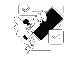 Check-in character flat vector concept operation hand-drawn illustration
