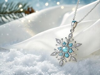 Silver xmas ball, a festive winter decoration on snow, suggests a cold holiday celebration