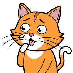 Close-Up Vector Illustration of a Cat Laughing or Coughing with Its Paw Over Its Mouth