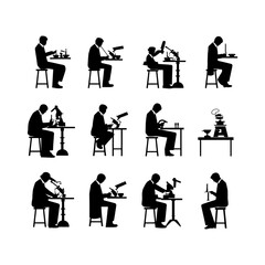 Microscope Researcher Silhouette Vector