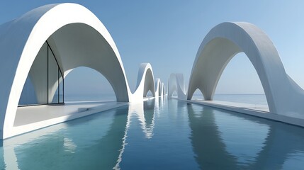 Naklejka premium Modern architecture by the sea