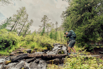 Naklejka premium hiking in the wild