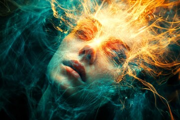 Desperate for relief. Invisible illness. Sickness concept. Metaphorical nerve pain feelings of a disorder and suffering. Pain of disorder - nerve pain: abstract image of physical state.