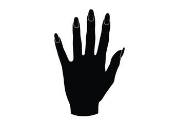 Obraz premium Hand nail silhouette. A bold black silhouette image of a hand with outlined nails, also referred to as a manicure design or nail art, its detailed and elegant form. Vector clipart illustration design.
