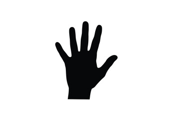 Obraz premium Waving hand silhouette. This image showcases a bold black silhouette of a hand with fingers extended, symbolizing communication and friendliness. Vector clipart illustration design.
