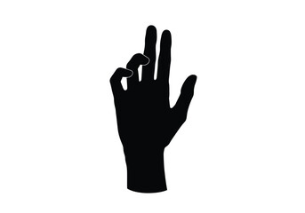 Obraz premium Woman hand silhouette. This image showcases a bold black silhouette of a woman's hand with fingers slightly bent, symbolizing grace and style. Vector clipart illustration design.