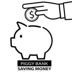  Piggy bank saving money icon. Economic concept, outline symbol, simple thin line icons for website, web design, mobile app, infographics. vector