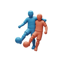 Foosball Duo: Abstract Soccer Game Players. 3d plasticine style.