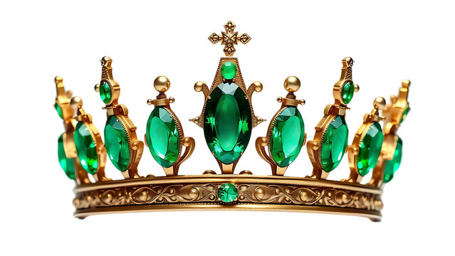 Find your perfect emerald crown: gold crown with green jewels for royalty and fantasy lovers alike