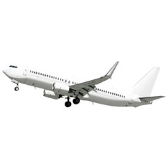 Empty White Commercial Airplane in Midair with Landing Gear Retracted Flying Against Clear Sky for Aviation, Travel, and Transportation Concepts
