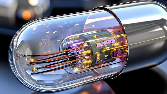 Futuristic Capsule with Electronic Components