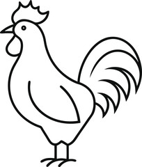 Minimalist rooster crowing in the morning rendered in clean continuous line art perfect for natural product packaging or rural artwork aesthetics