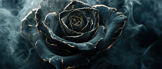 Obraz premium Dark Rose Surrounded by Smoke with Textured Petals