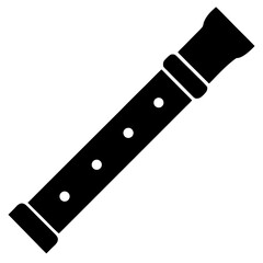 Silhouette image of a recorder musical instrument with finger holes displayed