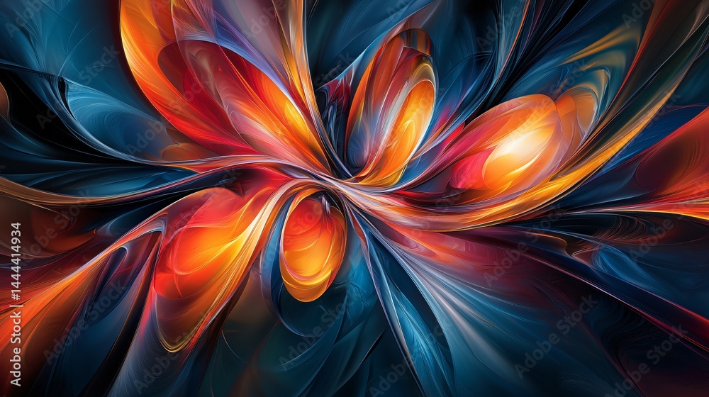 Poster colorful abstract design with random symmetry captured in high-key lighting creating a striking visu