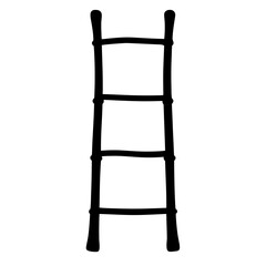 Simple graphic illustration of a short black ladder on a white background
