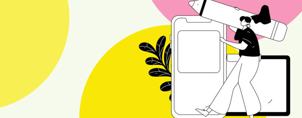 Check-in character flat vector concept operation hand-drawn illustration
