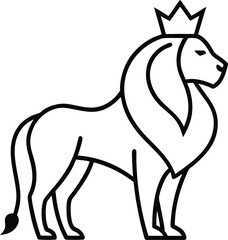 Stylized lion with crown in sleek continuous line art design conveying royalty power and grace excellent for strong identity visuals or modern wall art