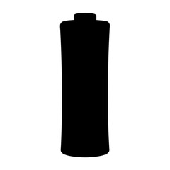 Black silhouette of a battery on a white background emphasizing shape